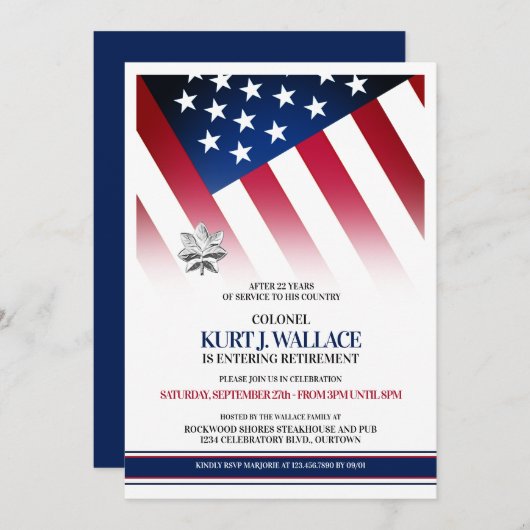 シルバーオークリーフ軍隊退職パーティー 招待状 (正面/裏面)