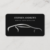 シルバーオートディテールクリーニング自動修復ブラック 名刺 (正面)