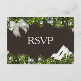 シルバーオーナメントとクリスマスウェディングRSVP 出欠カード
