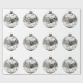 シルバーオーナメントオンホワイトラッピング紙 ラッピングペーパー (フラット)