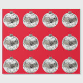 シルバーオーナメントオンレッドラッピング紙 ラッピングペーパー (フラット)