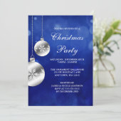シルバーオーナメントブルー《写真》ぼけ味クリスマスパーティー 招待状 (スタンド正面)