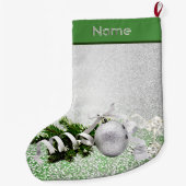 シルバーオーナメントホワイトリボンクリスマスストッキング ラージクリスマスストッキング (裏面)