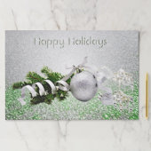 シルバーオーナメントホワイトリボンクリスマスティアウェイ ペーパーパッド (インサイチュ)