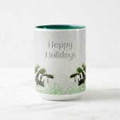 シルバーオーナメントホワイトリボンクリスマスマグカップ マグカップ (中央)