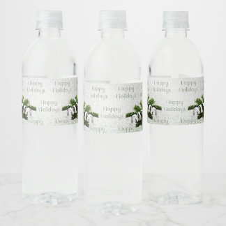 シルバーオーナメントホワイトリボンクリスマス ペットボトルラベル