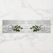 シルバーオーナメントホワイトリボンクリスマス ペットボトルラベル (シングルラベル)