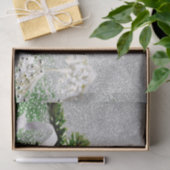 シルバーオーナメントホワイトリボンホリデーティッシュペーパー 薄葉紙 (ギフト)