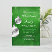 シルバーオーナメント グリーンボケ クリスマスパーティー 招待状 (スタンド正面)