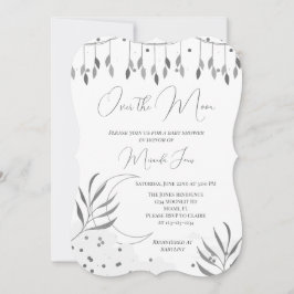 シルバーオーバーザムーンベビーモダンシャワー招待状