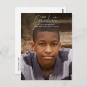 シルバーカジュアルスクリプト卒業生1 – 写真卒業 ポストカード (正面/裏面)