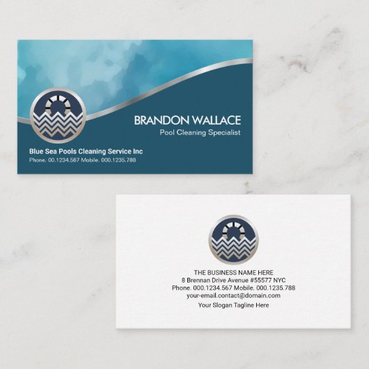 シルバーカスタイリッシューブブルーウォーターズプール 名刺 (正面/裏面)