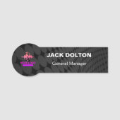 シルバーカスタムウィット文字のロゴ従業員名バッジ 名札 (正面)