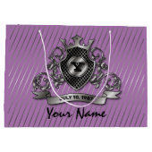 シルバーカスタムエレガントモノグラムデザイン ラージペーパーバッグ (裏面)