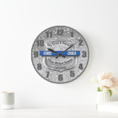 シルバーカスタムブルーライン警察士官の退職 ラージ壁時計 (ホーム)