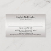 シルバーカスタム爪、 ネイルスタジオアポイントメント 名刺 (裏面)