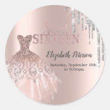 シルバーカッコいいグリッタードリップス、ドレスバラ金ゴールドスウィート16