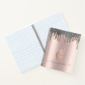 シルバーカッコいいグリッタードリップバラ金ゴールドカップケーキ ノートブック (内部)