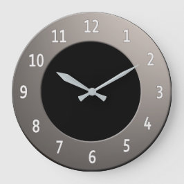 シルバーカッコいいフレームの任意のカラー白数字 ラージ壁時計