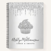 シルバーカップケーキグリッタードリップベーカリーシェフペストリー ノートブック (正面)