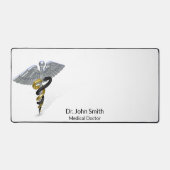 シルバーカドゥセウスの医療用ロッド黒金ゴールド デスクマット (正面)