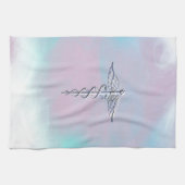 シルバーカドゥセウス医療シンボルマザーパールデコール キッチンタオル (横)