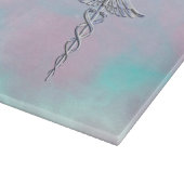 シルバーカドゥセウス医療シンボルマザーパール カッティングボード (角)