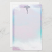 シルバーカドゥセウス医療シンボルマザーパール 便箋 (正面/裏面)