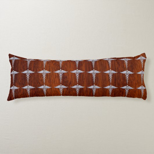 シルバーカドゥーセスメディカルシンボルマホガニーデコール ボディピロー (正面)