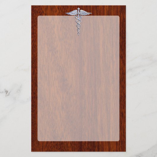 シルバーカドゥーセスメディカルシンボルマホガニーデコール 便箋 (正面)