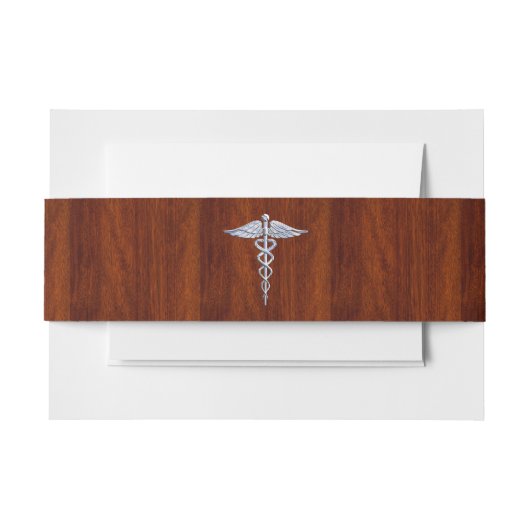 シルバーカドゥーセスメディカルシンボルマホガニーデコール 招待状ベリーバンド (正面例)