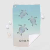 シルバーカメビーチスタイルあなたの名前ゴルフタオル ゴルフタオル (インサイチュ)