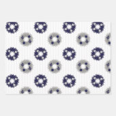 シルバーカラーとブルーウォーターの木とオーナメント ラッピングペーパーシート (正面2)