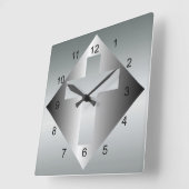 シルバーカラーのクリスチャン・クロス スクエア壁時計 (傾斜)