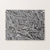 シルバーカラーのドライウォールネジ山 ジグソーパズル (横)