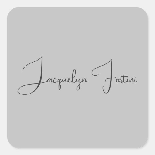 シルバーカラーエレガントグレー書道台本の名前 スクエアシール (正面)