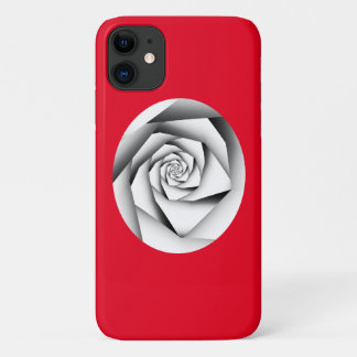 シルバーカラージオメトリスタイルバラオン赤 iPhone 11 ケース
