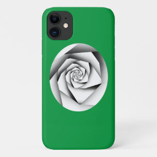 シルバーカラージオメトリックスタイルバラオンケリーグリーン iPhone 11 ケース