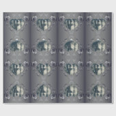 シルバーカラーバラハートフレームあなたの写真ラッピング ラッピングペーパー (フラット)