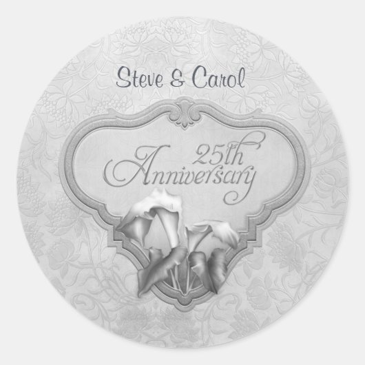 シルバーカラ25結婚周年 ラウンドシール (正面)