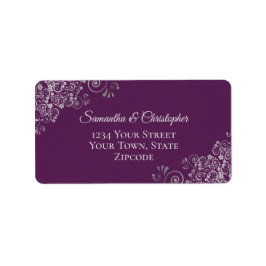 シルバーカーズエレガントプラムパープル結婚ズの住所 ラベル