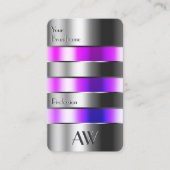 シルバーガラスはピンクの紫色の流体をイニシャルで見る 名刺 (正面)