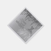 シルバーガーリーグラムグリッタードリップススイーツ16誕生日 スタンダードカクテルナプキン (角)