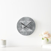 シルバーガーリーグリッタースパークルグラムモノグラム名 ラウンド壁時計 (ホーム)