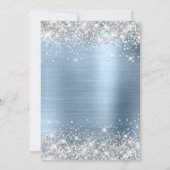 シルバーガーリーグリッター淡い色のブルーフォイル40歳の誕生日 招待状 (裏面)