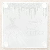 シルバーガーリースウィート16誕生日ボールガウンドリップ ガラスコースター (裏面)