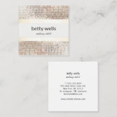 シルバーガーリーセインストライプのメイクアップアーティスト スクエア名刺 (正面/裏面)