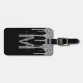 シルバーガーリードリップグリッターモノグラム名 ラゲッジタグ (正面横)