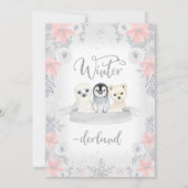 シルバーガールアニマルズウィンターオンダーランド誕生日 招待状 (裏面)