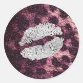 シルバーキスリップグリッタースパークリチータヒョウ ラウンドシール (正面)